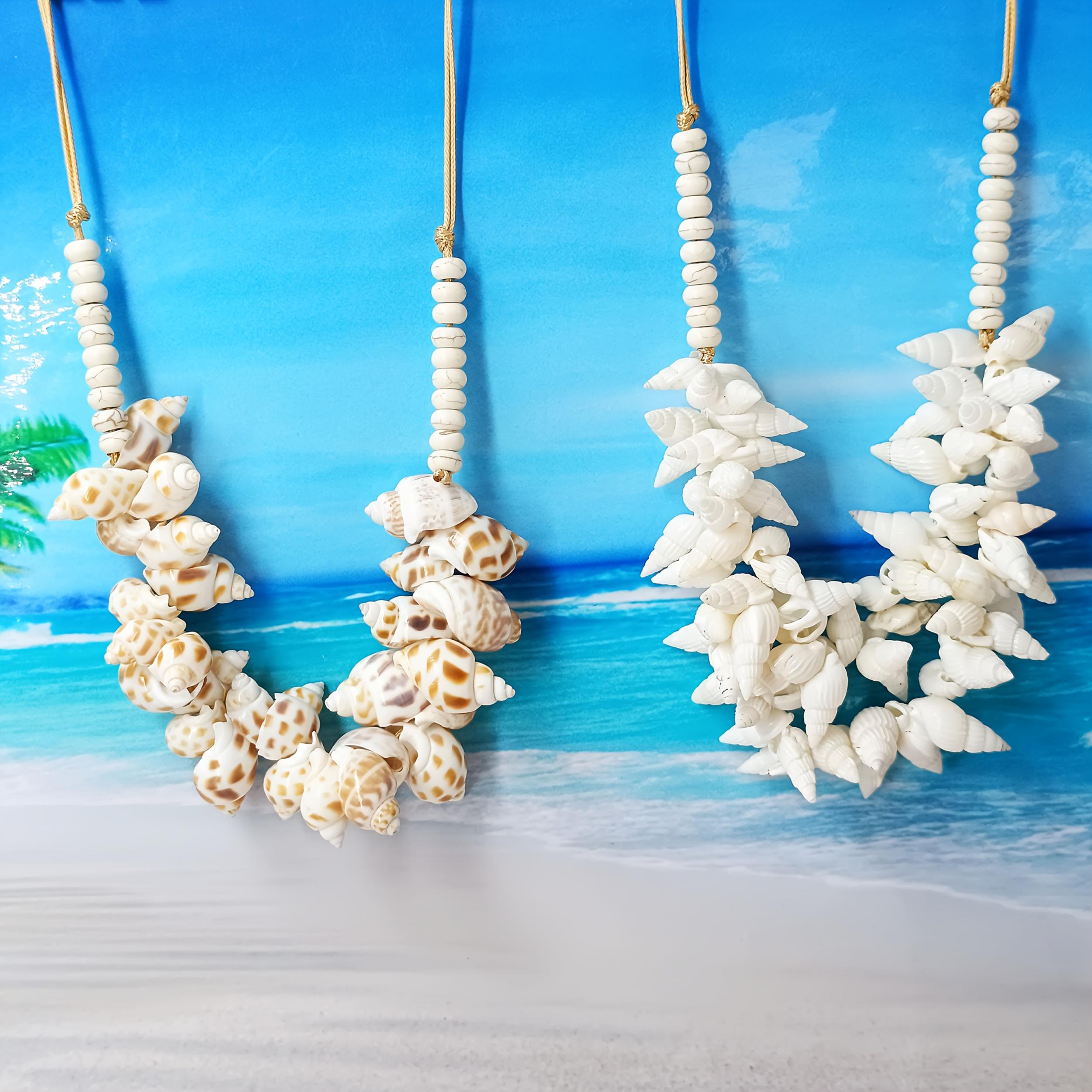 Natural Shell Necklace with Adjustable Cord for Beach Jewelry